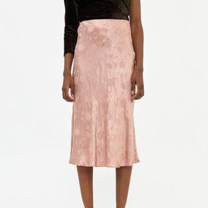 Margot Jacquard Satin Slip Skirt in Rose